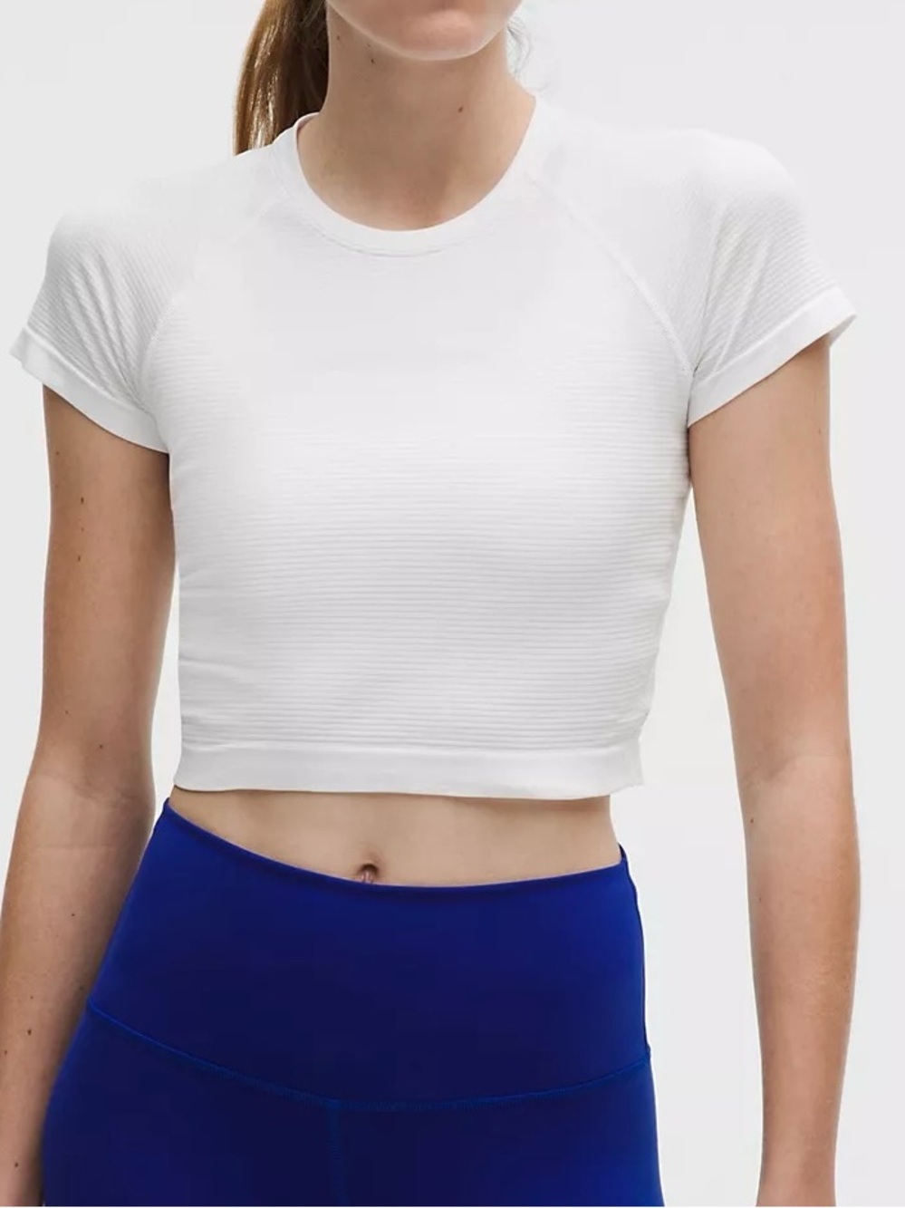 Lululemon White Swiftly Tech Cropped Short-Sleeve Shirt 2.0